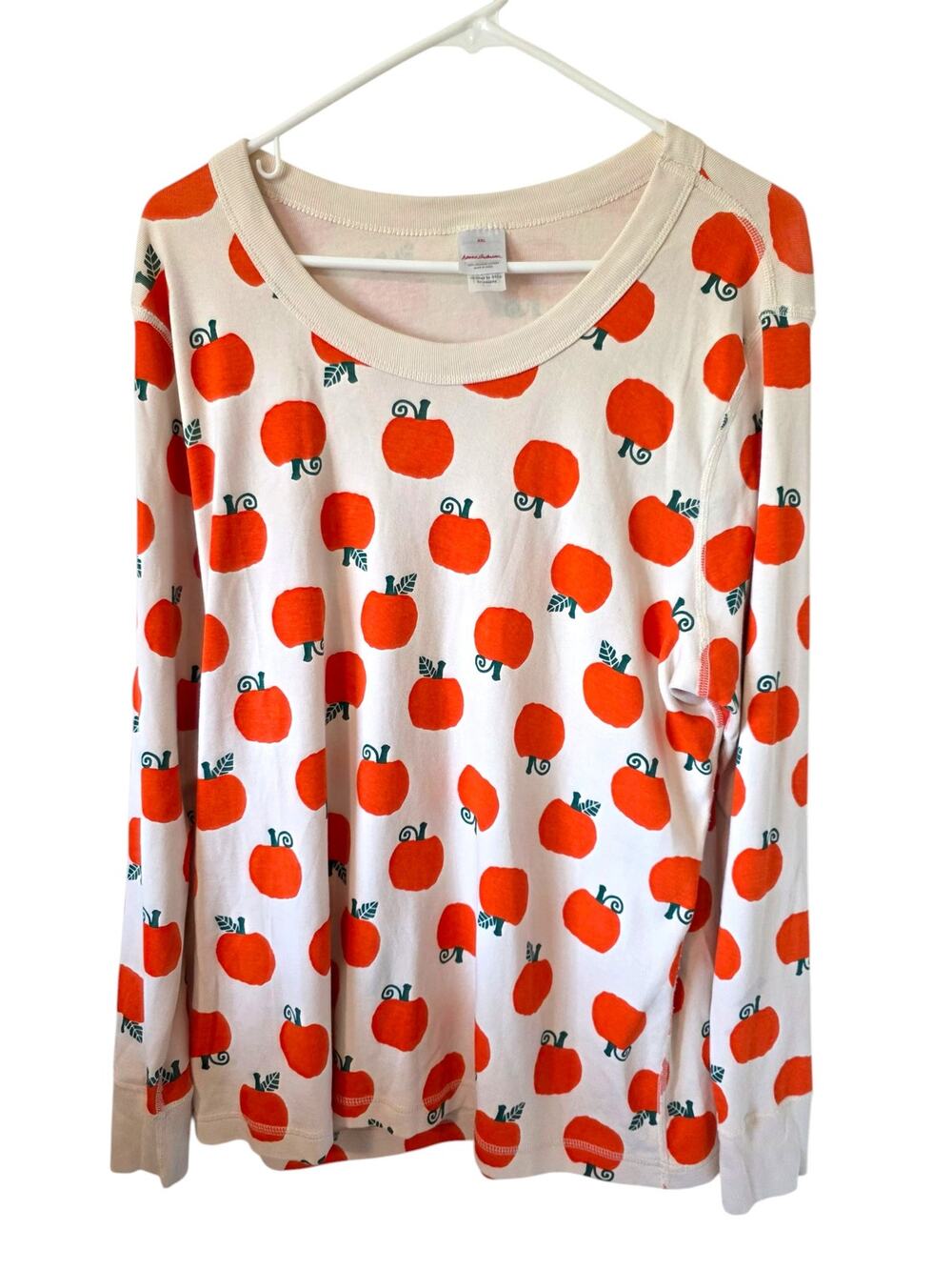 Hanna Andersson Womens  Perfect Pumpkins Long Sleeve Top  XXL Cream Orange
